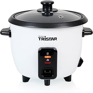 Tristar Olla Arrocera 0,6 L, Recipiente Interior Antiadherente, Función Mantener Caliente y Apagado Automático, Diseño Compacto, Con Vaso Medidor y Cuchara, 300 W, RK-6142