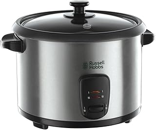 Russell Hobbs CookHome 19750-56 - Vaporera y Arrocera, Inox, Capacidad de 1.8 L, Tapa de Vidrio, 700 W, Gris