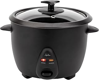 JATA JEAR2510 - Arrocera Eléctrica 1 Litro, 400 W, Cocina Arroz Automática con Función Mantener Caliente, Cubeta Antiadherente Extraíble, Tapa de Cristal, Incluye Espátula y Vaso Medidor
