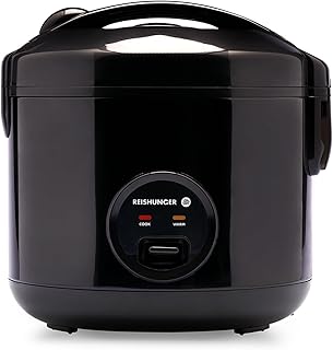 Reishunger Olla Arrocera Eléctrica y Vaporera – Negro – Para 1-6 Personas | con Función de Mantenimiento del Calor – Preparación rápida sin quemarse – Revestimiento de Cerámica