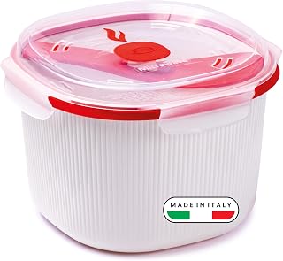 Snips - Olla Arrocera Microondas, Cereales & Rice Cooker 2.70L para Cocina al Vapor Rápida y Saludable, Recipiente Bote Microondas con Espátula 20,5x20,5x14,5, Recipientes para Alimentos Made in Italy