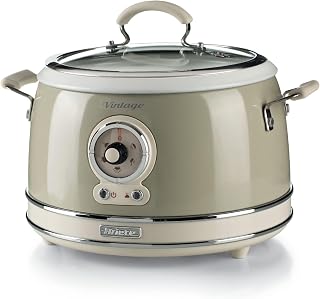 ARIETE 290403 Arrocera Rice Cooker & Slow Cooker, cocción a vapor, línea vintage, 3.5 L, revestimiento cerámico antiadherente, 650 W, beige