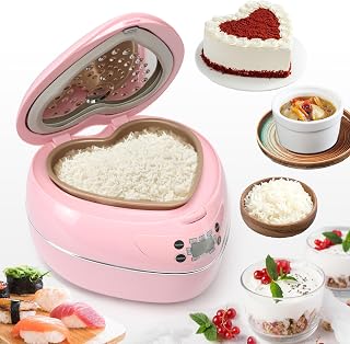 Cocina Arrocera en forma de melocotón 6 en 1, arrocera rosa inteligente y linda con revestimiento antiadherente, temporizador preestablecido y función de mantenimiento de calor automático, ideal como