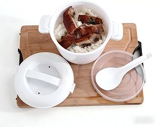 Arrocera microondas, arrocera portátil para microondas, olla de vapor con cuchara de arroz y cubierta de filtro, sin BPA, para cocinar al vapor, servir y almacenar, ideal para cereales, cuscús (2,6 L)